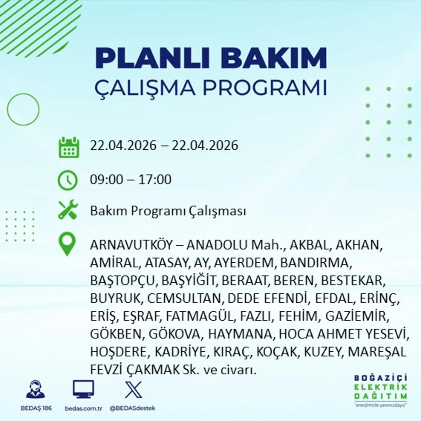 İstanbul elektrik kesintisi programı