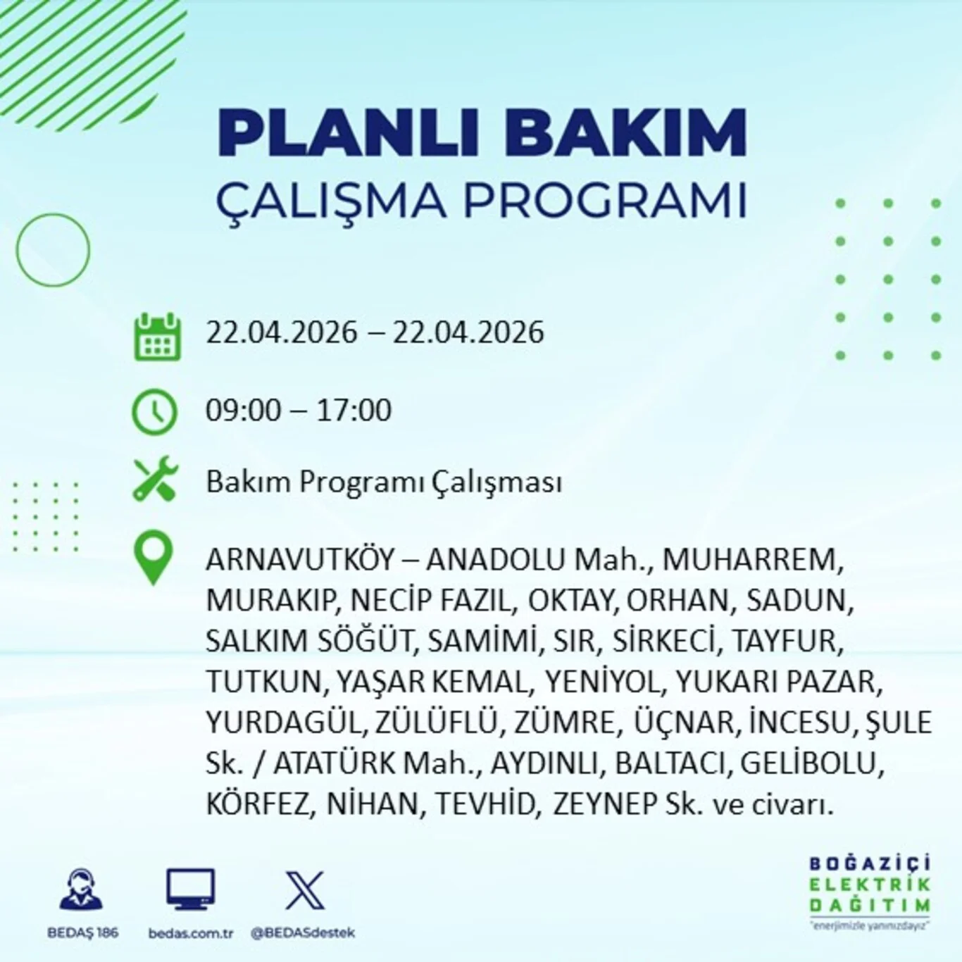 İstanbul elektrik kesintisi programı