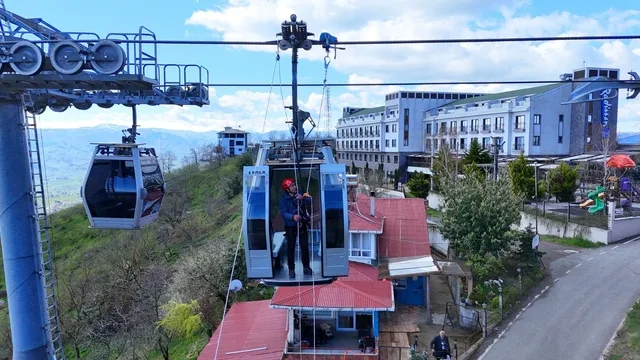 Ordu'da teleferik hattında gerçeği aratmayan kurtarma tatbikatı
