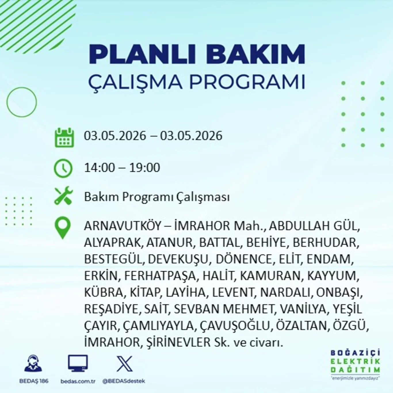 Elektrik kesintisi programı