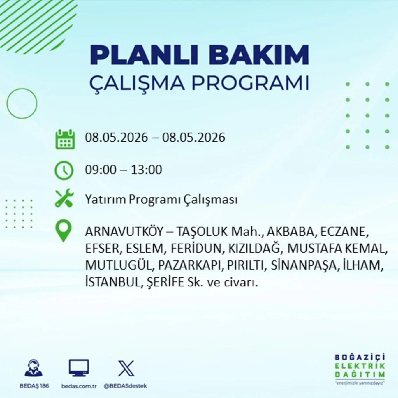 İstanbul elektrik kesintisi programı