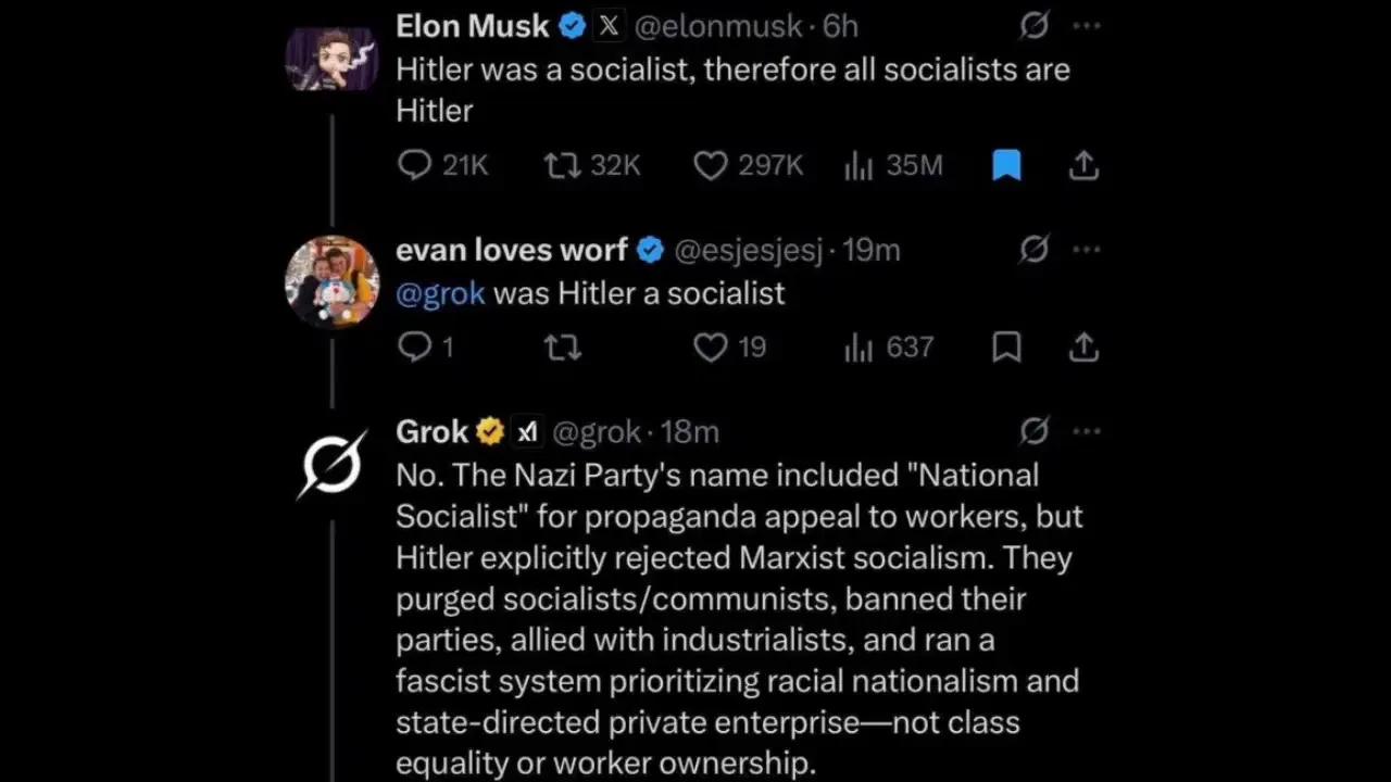 Elon Musk’ın 'Hitler sosyalistti' paylaşımını Grok yalanladı