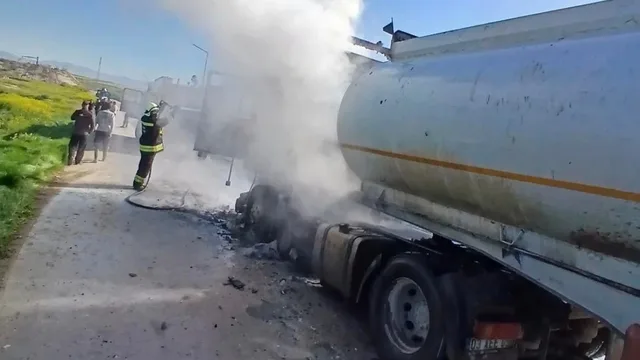 Eskişehir'de seyir halindeki tankerde çıkan yangın söndürüldü