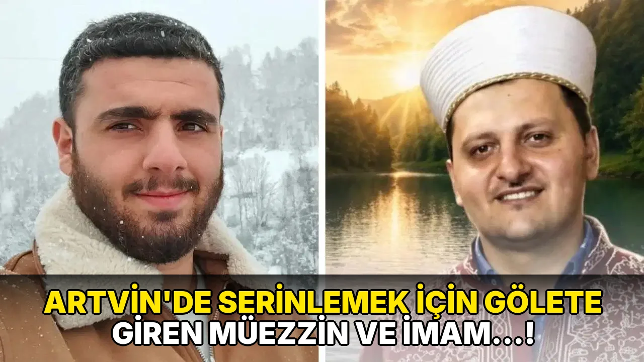 Artvin'de serinlemek için gölete Giren Müezzin ve imam…!