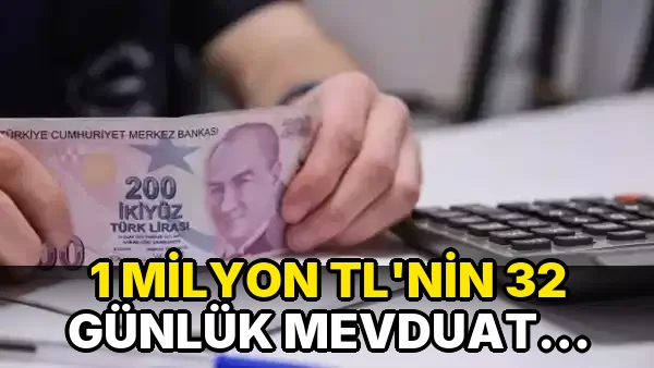 1 Milyon TL'nin 32 Günlük Mevduat Getirisi Şaşırttı!