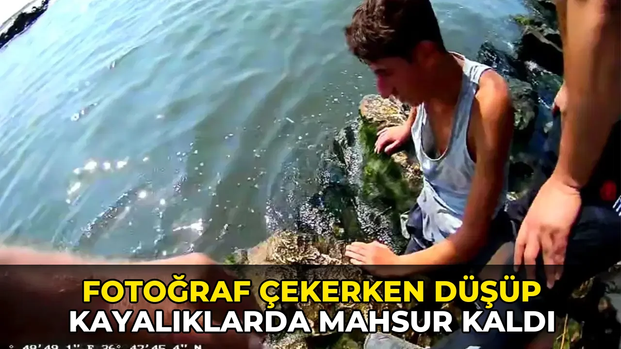 Fotoğraf çekerken düşüp kayalıklarda mahsur kaldı