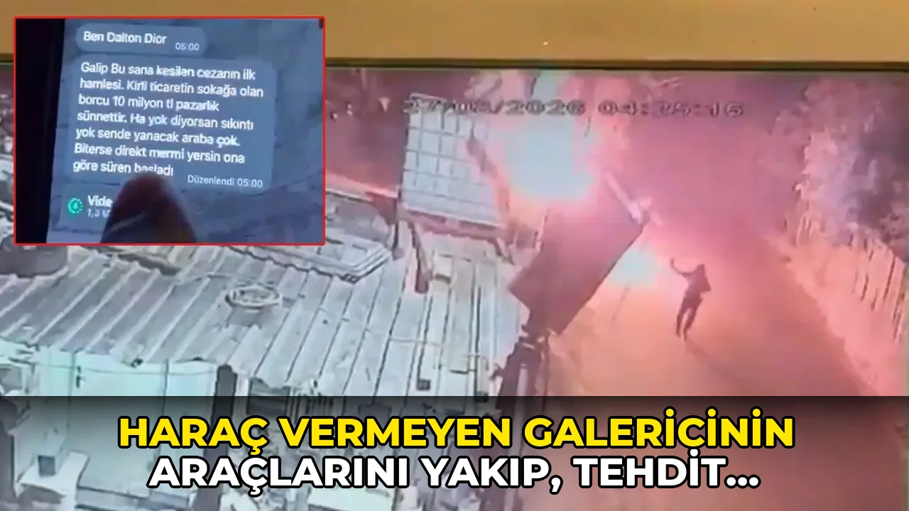 Haraç vermeyen galericinin araçlarını yakıp, tehdit mesajı attılar