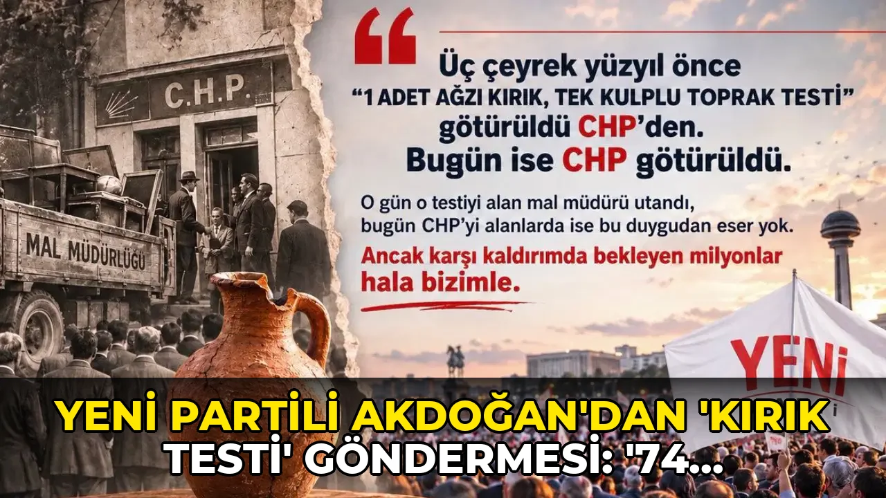 YENİ Partili Akdoğan’dan ‘kırık testi’ göndermesi: ’74 sene önce kırık testisi alınan CHP’nin bugün doğrudan kendisi alındı milyonların elinden’