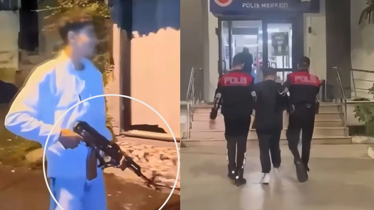 14 yaşındaki çocuk, husumetlisine gözdağı için kalaşnikofla havaya ateş açtı!