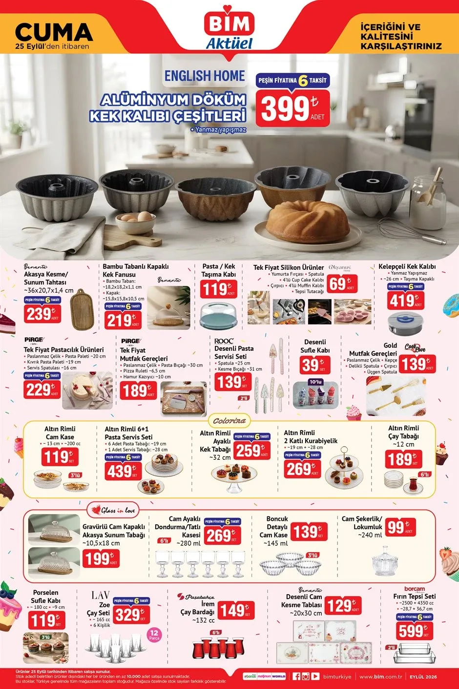 English Home Alüminyum Döküm Kek Kalıbı Çeşitleri 399 TLEnglish Home Alüminyum Döküm Kek Kalıbı Çeşitleri 399 TLBenante Akasya Kesme / Sunum Tahtası 239 TLBenante Bambu Tabanlı Kapaklı Kek Fanusu 219 TLPasta / Kek Taşıma Kabı 119 TLOkyanus Home Tek Fiyat Silikon Ürünler 69 TLKelepçeli Kek Kalıbı 419 TLPirge Tek Fiyat Pastacılık Ürünleri 229 TLPirge Tek Fiyat Mutfak Gereçleri 189 TLRooc Desenli Pasta Servisi Seti 2'li 139 TLDesenli Sufle Kabı 39 TLGold Cook Love Mutfak Gereçleri 139 TLAltın Rimli Cam Kase 3'lü 119 TLAltın Rimli 6+1 Pasta Servis Seti 439 TLColorina Altın Rimli Ayaklı Kek Tabağı 259 TLColorina Altın Rimli 2 Katlı Kurabiyelik 269 TLAltın Rimli Çay Tabağı 6'lı 189 TLGlass in Love Gravürlü Cam Kapaklı Akasya Sunum Tabağı 199 TLCam Ayaklı Dondurma / Tatlı Kasesi 6'lı 269 TLBoncuk Detaylı Cam Kase 3'lü 139 TLCam Şekerlik / Lokumluk 99 TLPorselen Sufle Kabı 3'lü 119 TLLAV Zoe Çay Seti 12 Parça 329 TLPaşabahçe İrem Çay Bardağı 6'lı 149 TLBenante Desenli Cam Kesme Tablası 129 TLBorcam Fırın Tepsi Seti 2'li 599 TL