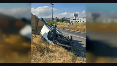 Denizli'de otomobil takla attı hurdaya döndü sürücü şans eseri kurtuldu