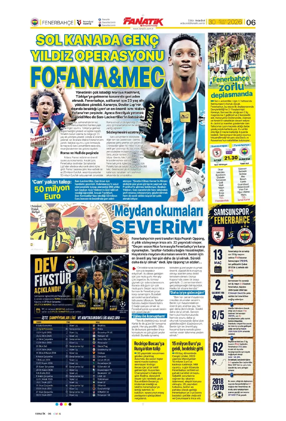 Günün spor manşetleri: ‘Fenerbahçe’ye yeni Ronaldinho’