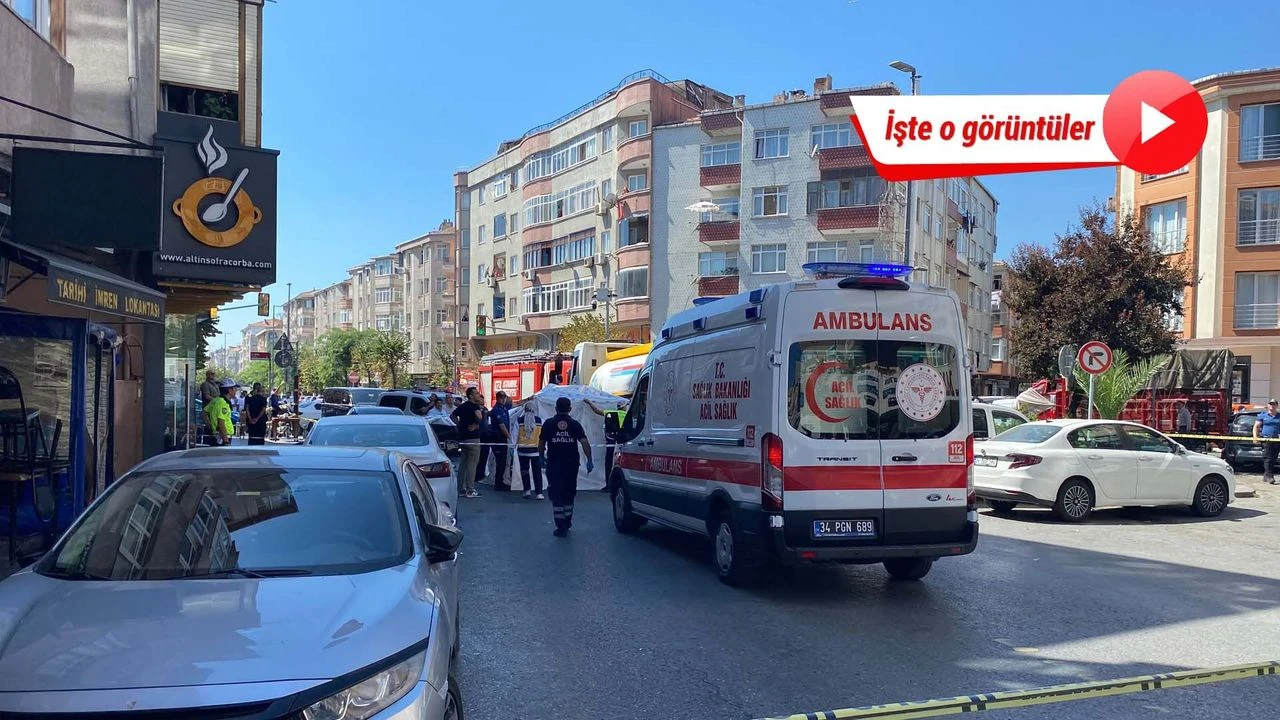 Küçükçekmece'de su tankerinin çarptığı yaya öldü; kaza kamerada