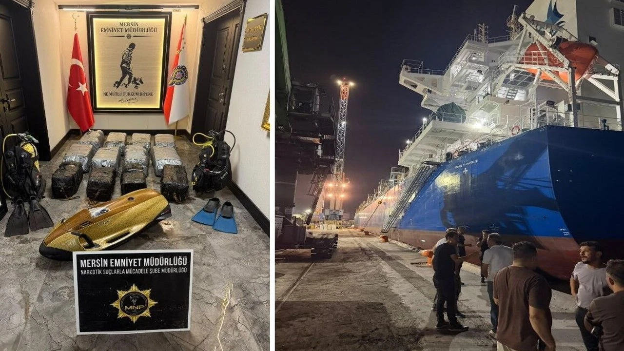 Mersin Limanı'nda geminin altına gizlenmiş 350 kilo kokain ele geçirildi