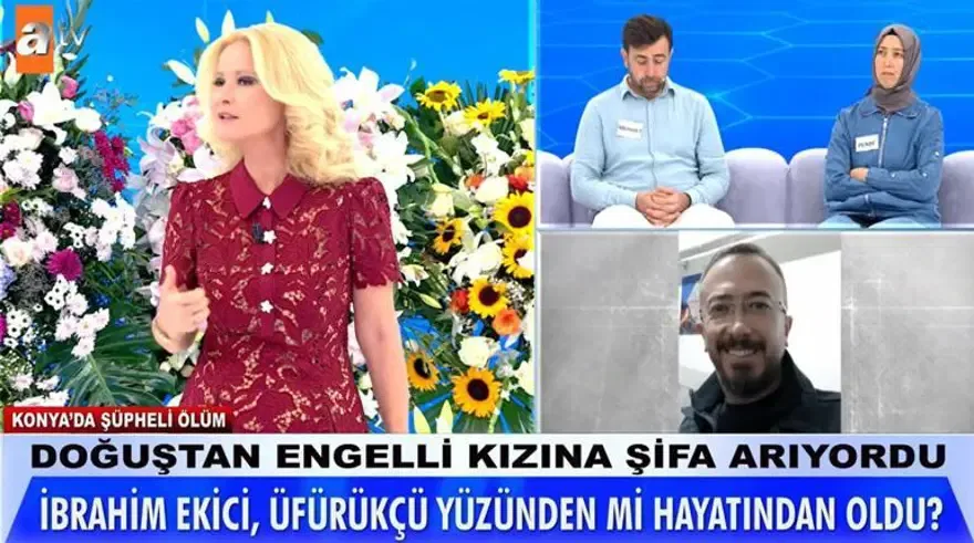Tüyler ürperten detaylar30 yaşındaki İbrahim Ekici, 31 Mart 2024'te Konya'nın Karatay ilçesindeki evinde hayatını kaybetti. Ekici'nin ailesi ölümün şüpheli olduğunu savunurken, Müge Anlı'nın programında ele alınan dosyanın merkezinde İbrahim'in eşi Mine Ekici ile ailenin engelli kızları için yardım almak amacıyla tanıştığı Hüseyin Sarıbaş hakkındaki iddialar yer aldı.