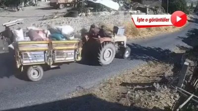 Nevşehir- Traktörün devrildiği kaza kamerada; 3 yaralı