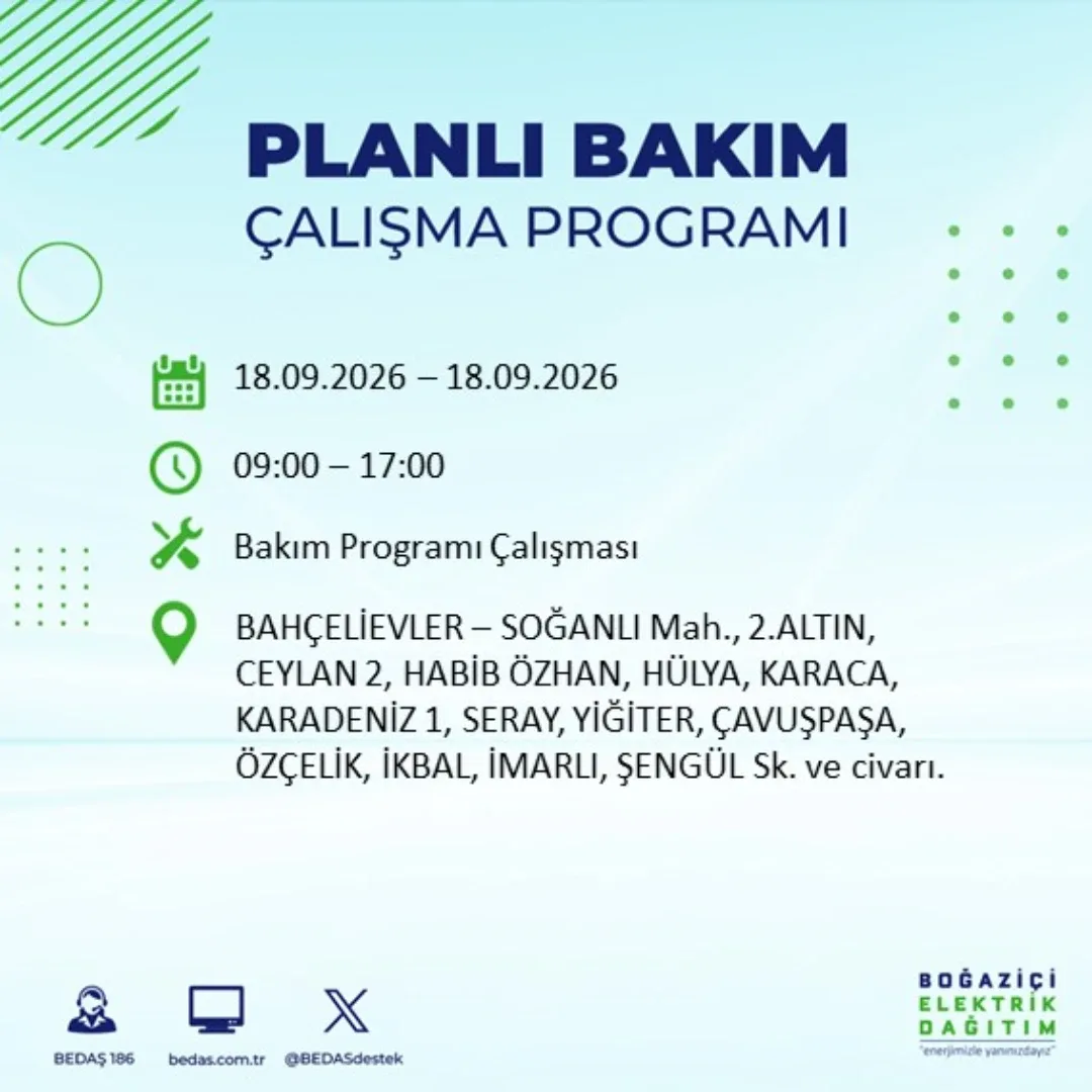 Bahçelievler elektrik kesintisi: Soğanlı mahallesi kesinti saatleri