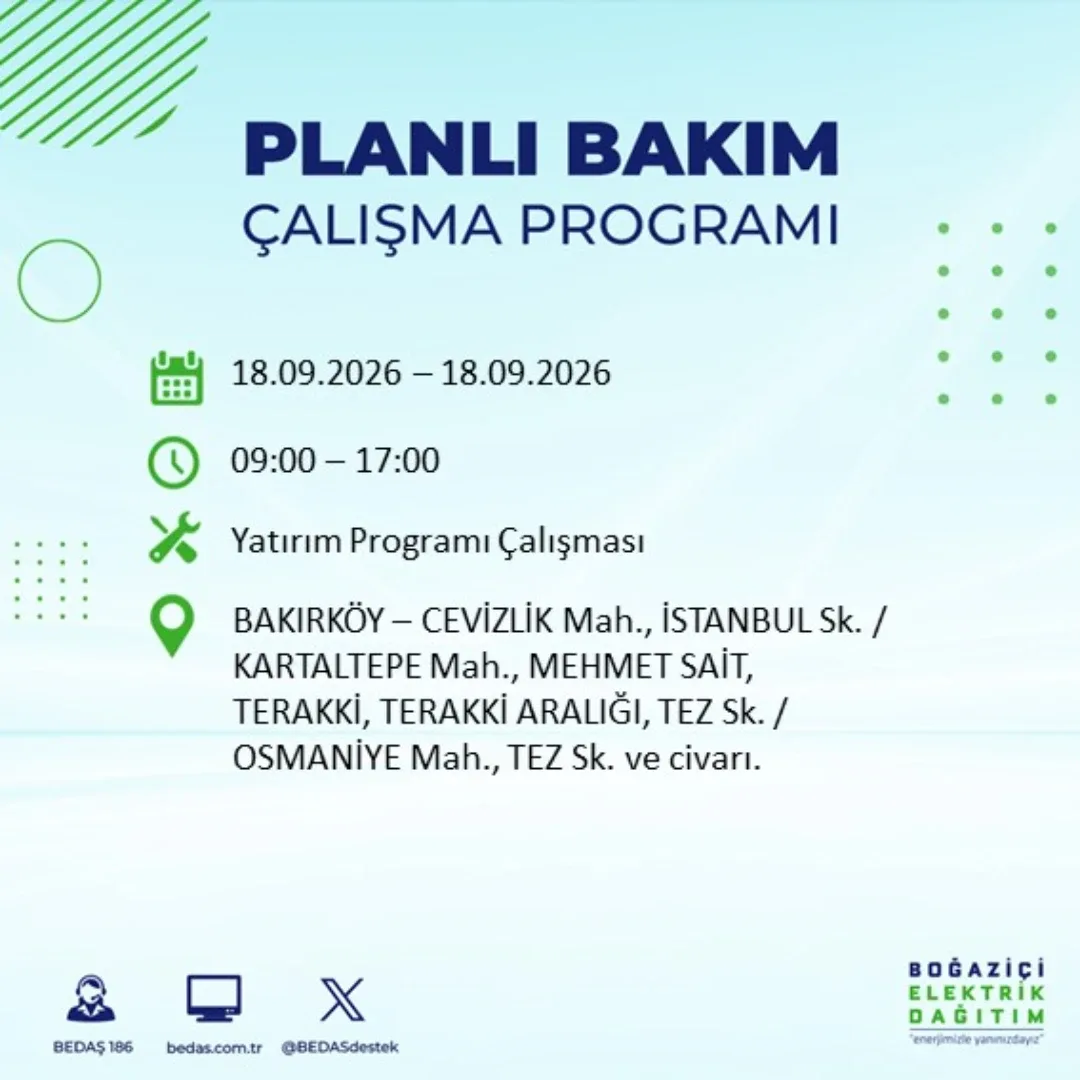 Bakırköy elektrik kesintisi: Cevizlik mahallesi kesinti saatleri