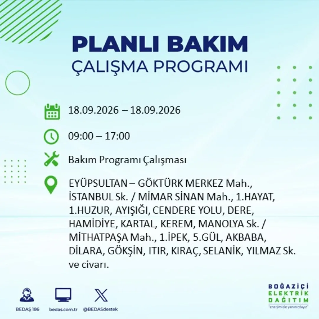 Eyüpsultan Göktürk elektrik kesintisi