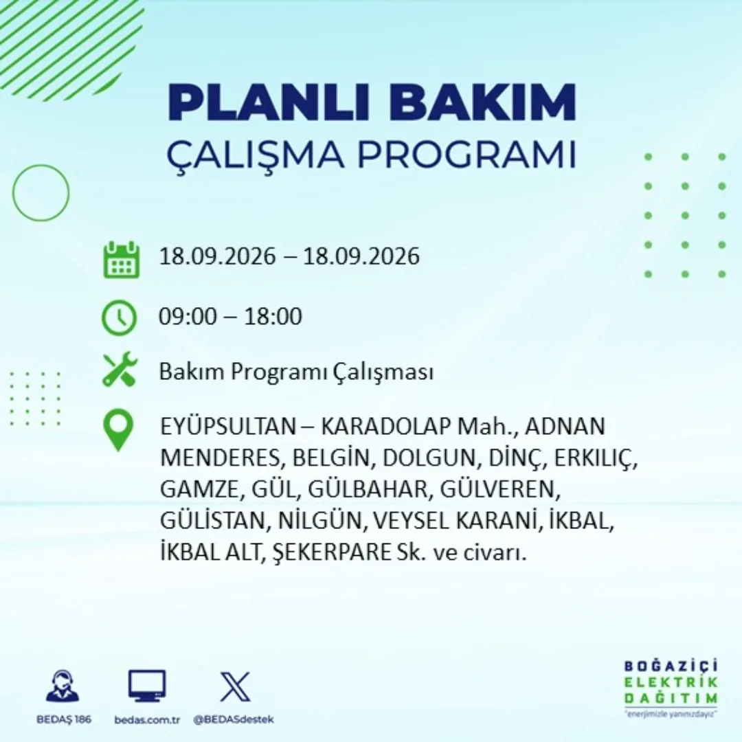 Eyüpsultan elektrik kesintisi: Karadolap mahallesi kesinti saatleri