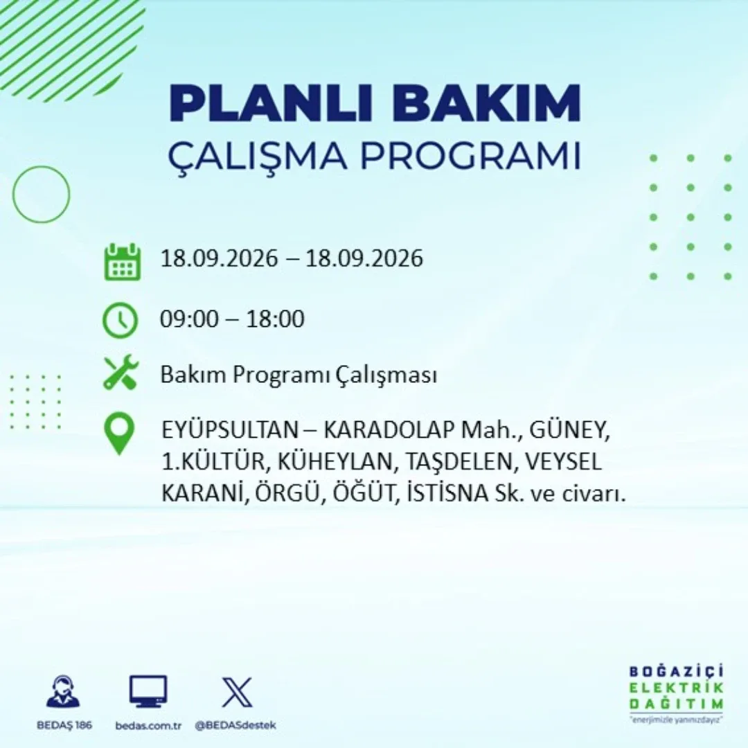 Eyüpsultan elektrik kesintisi: Karadolap mahallesi kesinti saatleri