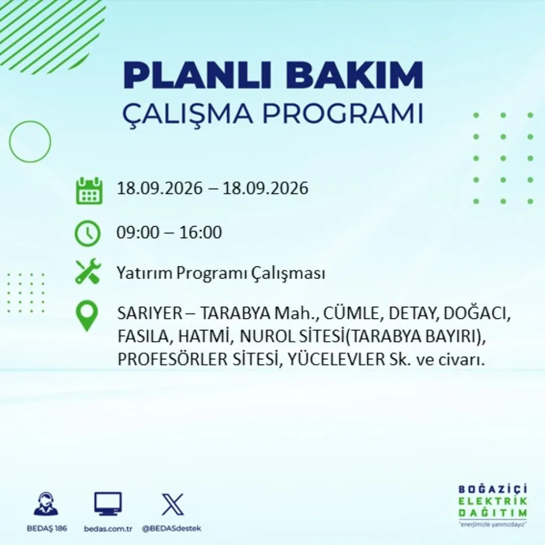 Sarıyer elektrik kesintisi: Tarabya mahallesi&nbsp;