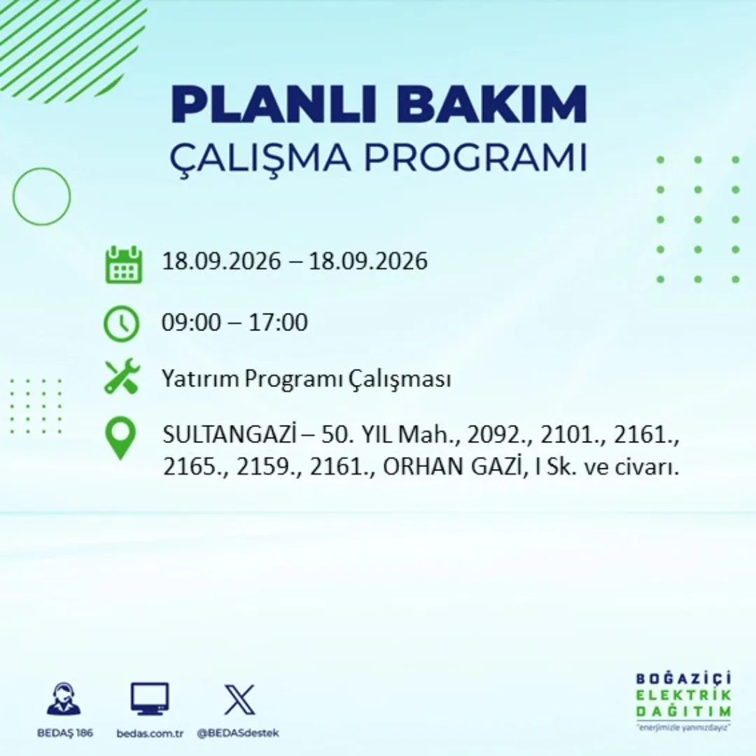Sultangazi elektrik kesintisi: 50. yıl mahallesi&nbsp;