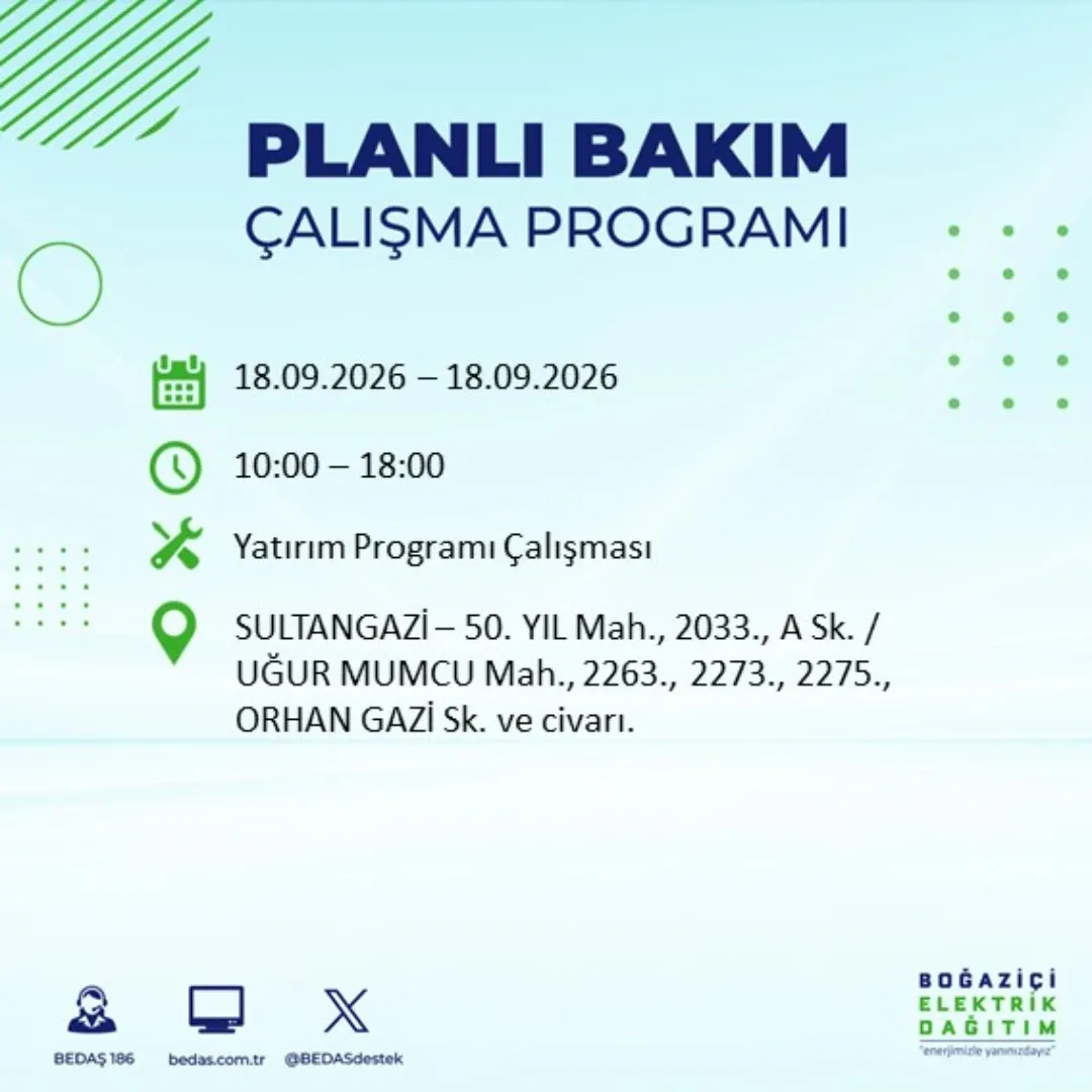 Sultangazi elektrik kesintisi: 50. yıl mahallesi&nbsp;
