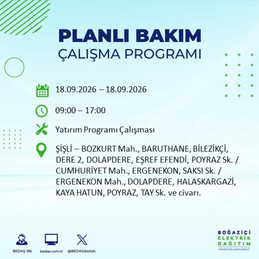 Şişli elektrik kesintisi: Bozkurt mahallesi&nbsp;