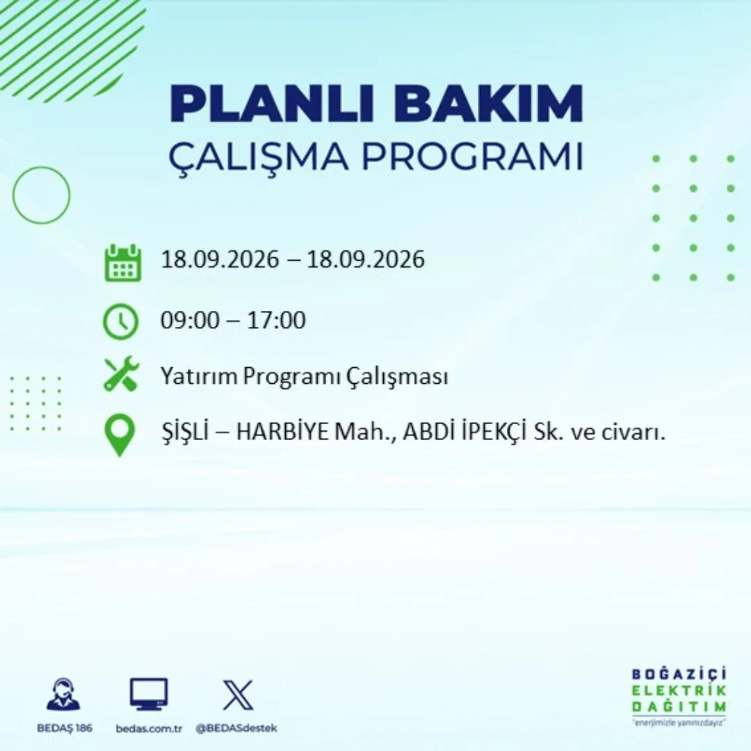 Şişli elektrik kesintisi: Harbiye mahallesi&nbsp;