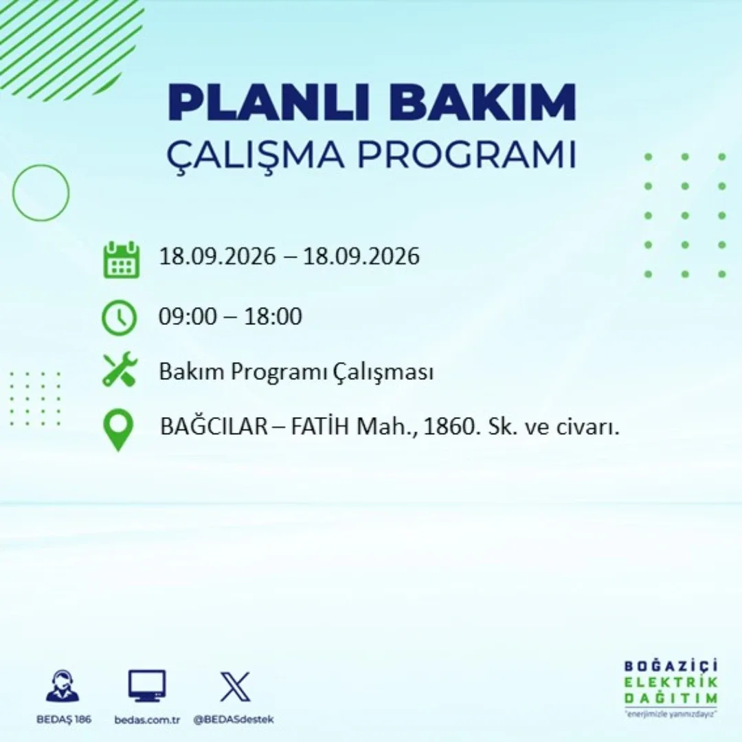 Bağcılar elektrik kesintisi Fatih mahallesi