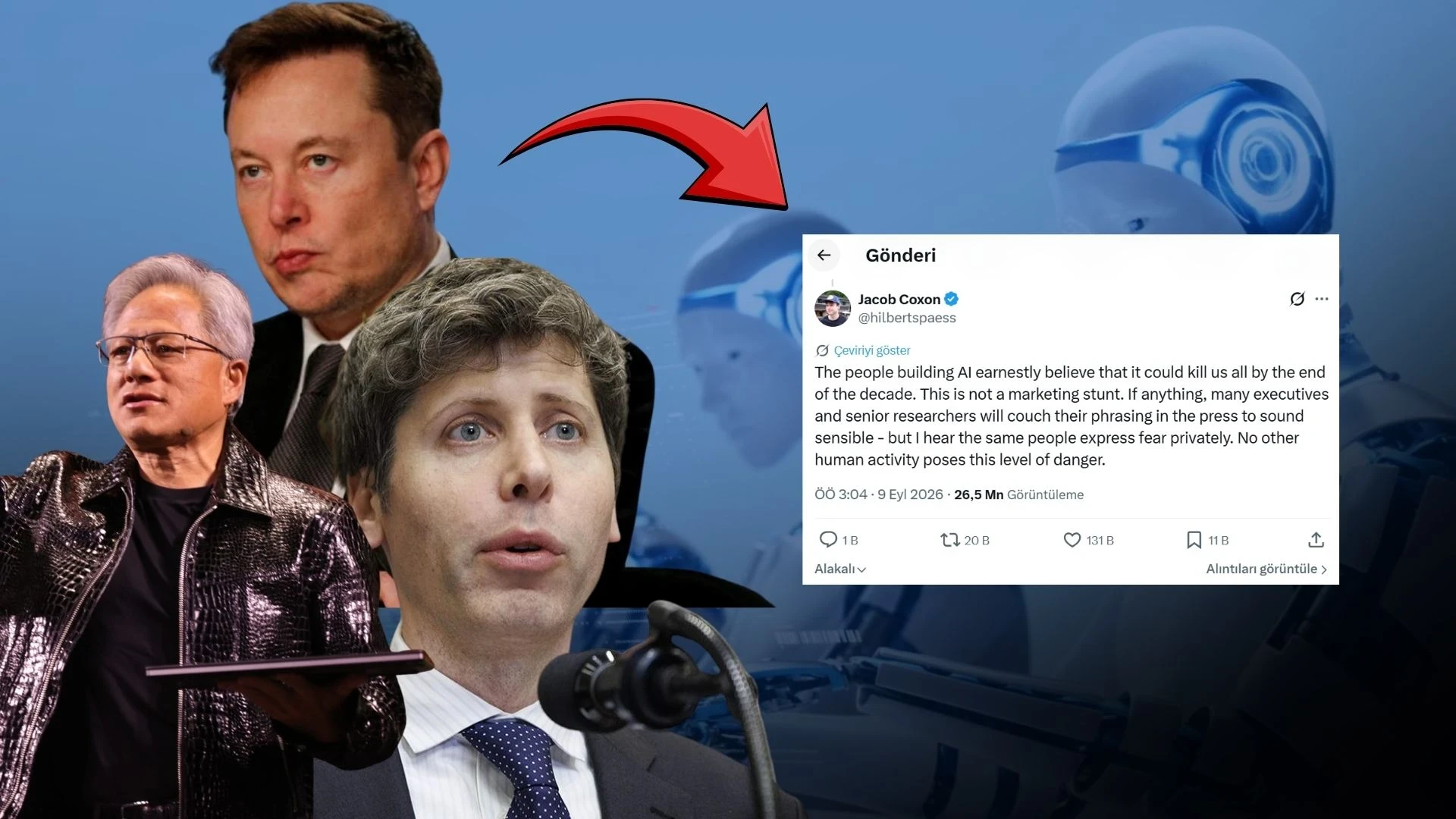 Yapay zekâ insanlığı yok edebilir mi? Teknoloji dünyasında büyük tartışma: Sam Altman, Elon Musk ve Jensen Huang ne dedi?