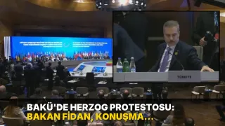 Bakü'de Herzog protestosu: Bakan Fidan, konuşma sırasında salonu terk etti!