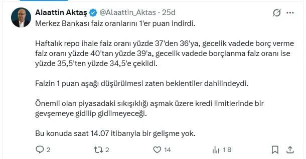 Ekonomistlerden faiz kararı yorumu: ‘İndirimlere kapıyı açık tuttu’